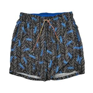 Bugatchi AOP Dragonfly Geometric Built In Brief Swim Trunks Blue Black Medium